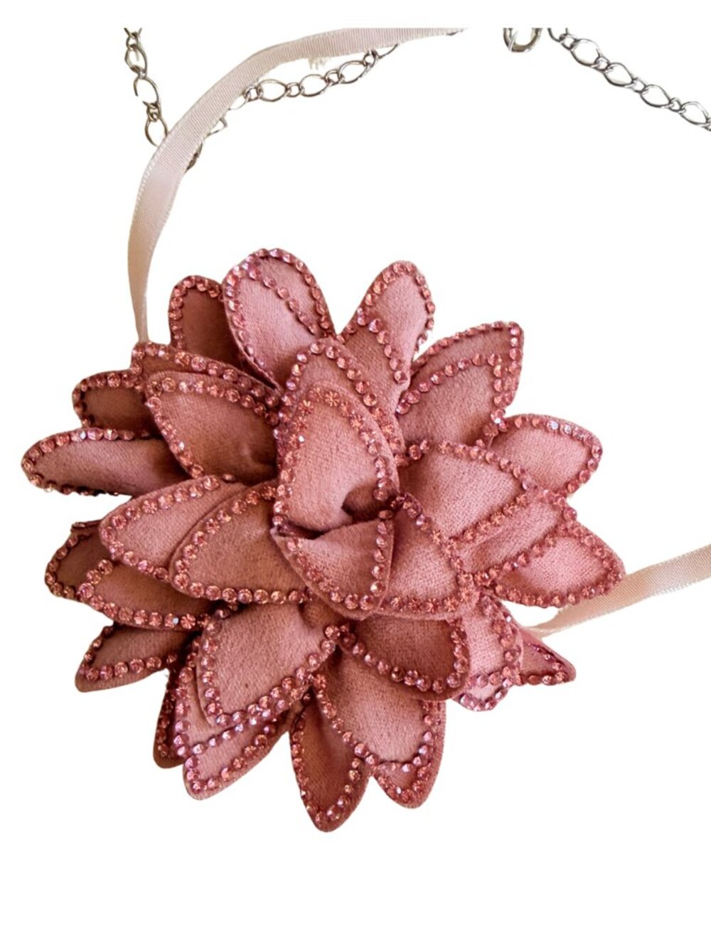 NWT Free People From Dusk Till Dawn Oversized Floral Choker - Blush Pink